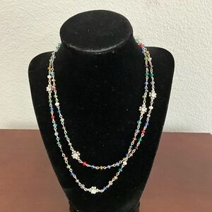 VIRGINS SAINTS & ANGELS Wrap Necklace with multicolored Swarovski Crystals.